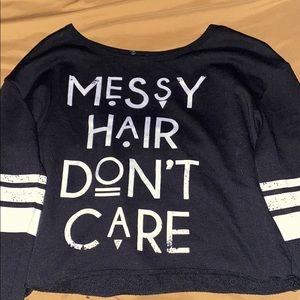 Cut off, long sleeve sweater shirt